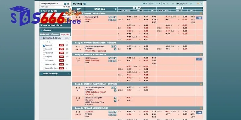 Nhiều hạng mục đặt cược tại United Gaming S666